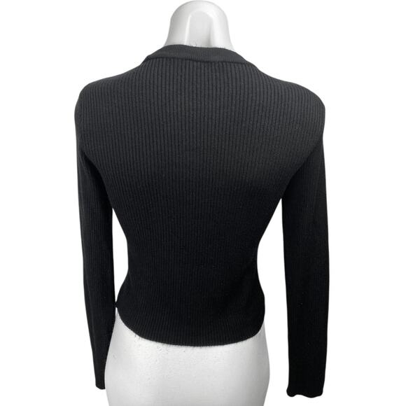 NA-KD Women's Black Rib Knit Long Sleeve Crew Neck Slim Fit Sweater Top Size S - Picture 2 of 4